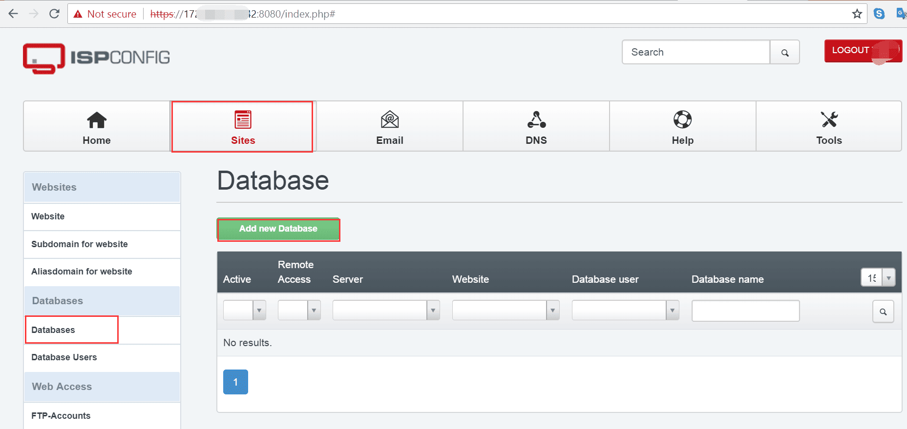navigate to database management