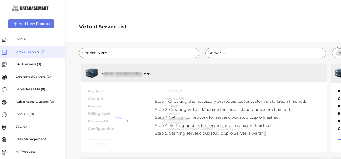VPS Mart management console