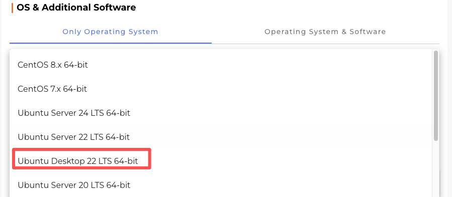 choose ubuntu 22 desktop