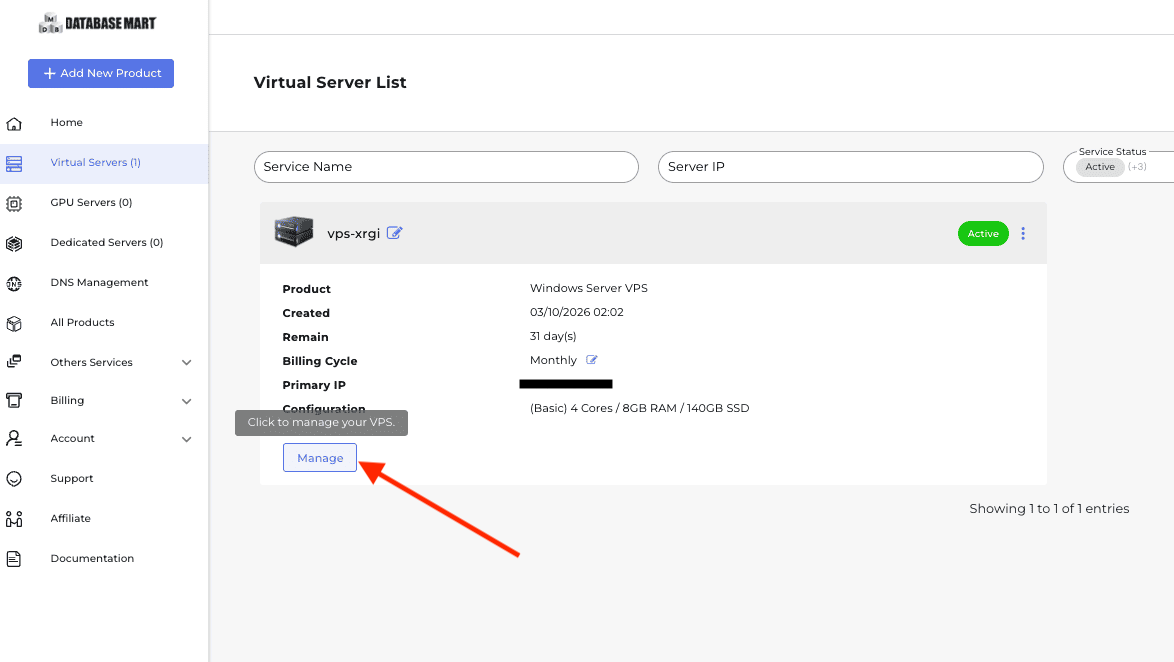 check the VPS destails