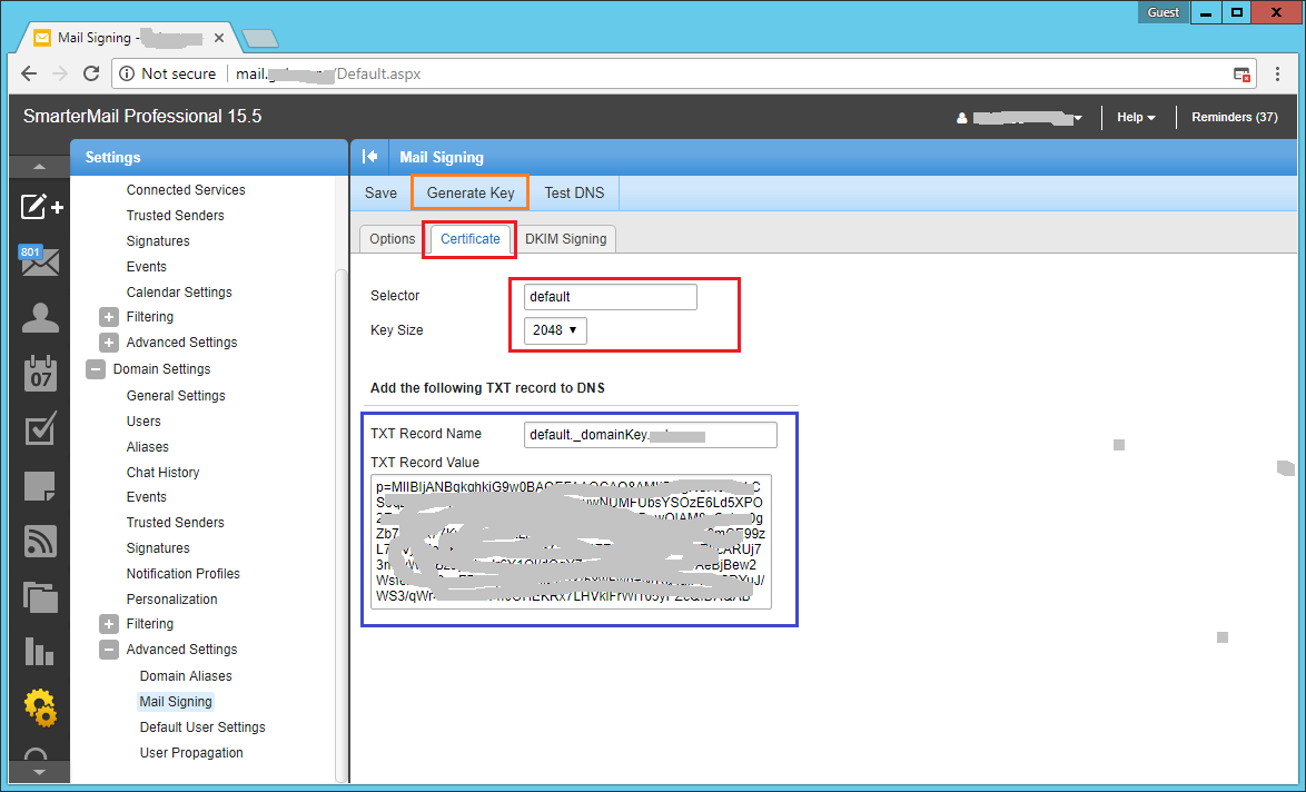 smartermail-server-generate-key
