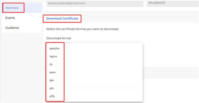 Download certificate