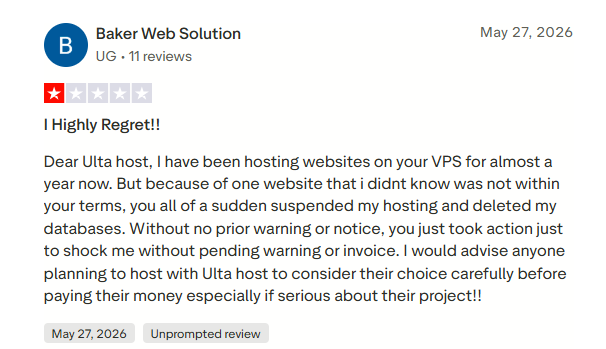Ultahost VPS user reviews — ultahost alternative