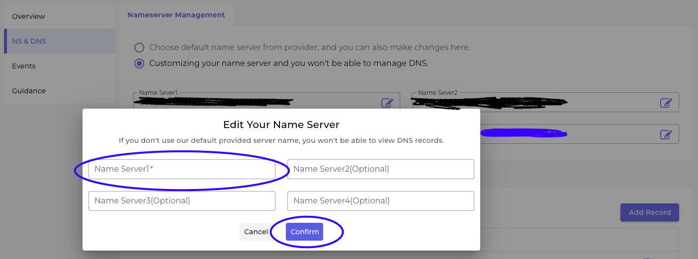 Update Nameservers