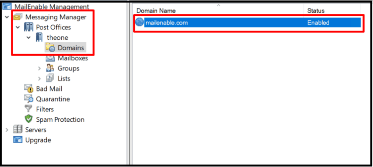 select your email domain