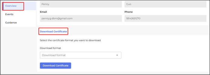 Scroll down to the Download certificate section
