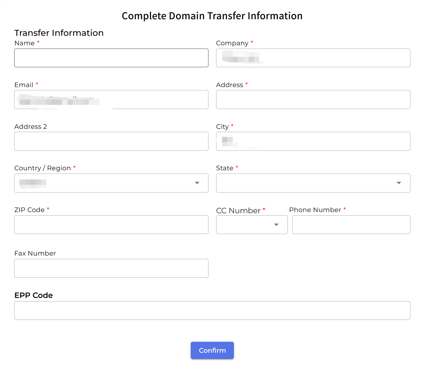 Provide EPP and other required information