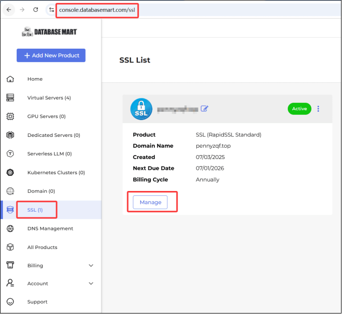 Log in to control panel