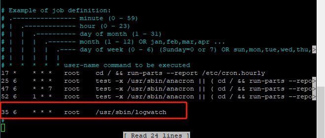 设置 Logwatch cron 作业