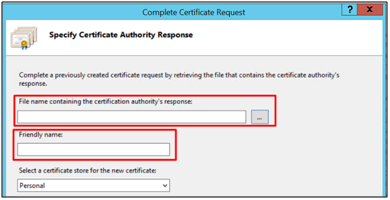 Specify the certificate authority response