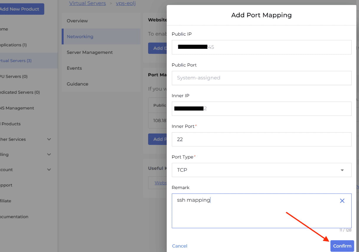 add port mapping