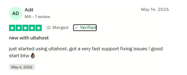 Ultahost Trustpilot score 3.4 — ultahost vps review 2026