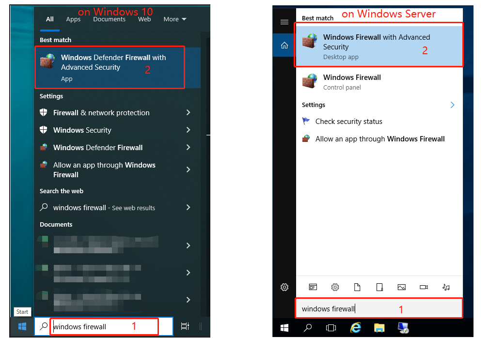 搜索 Windows 防火墙