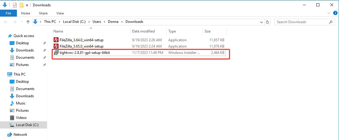 Go to the folder where the installer is downloaded