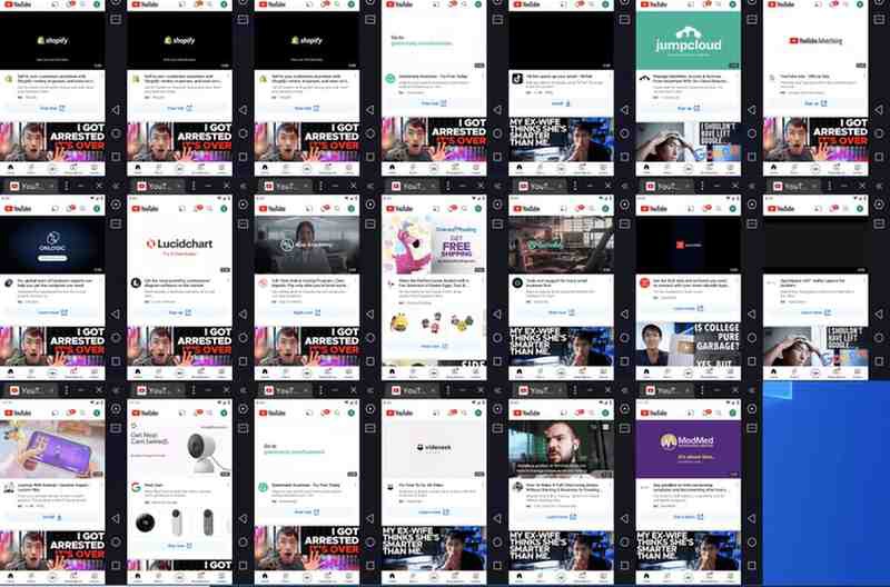 ldplayer running 21 youtube apps