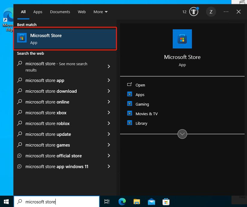 打开 Microsoft Store