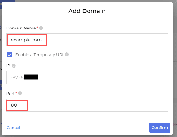 enter domain name