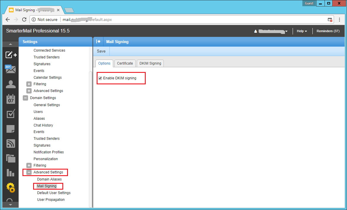 smartermail-server-enable-dkim-signing