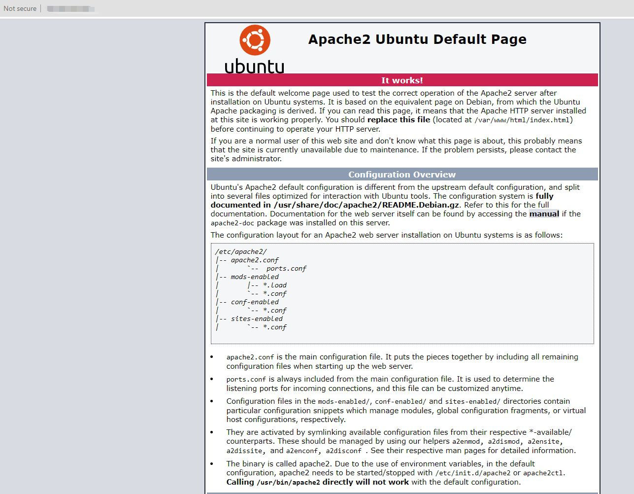 默认 Apache2 Ubuntu 默认页面。
