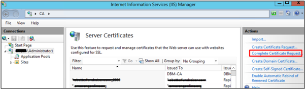 Complete Certificate Request