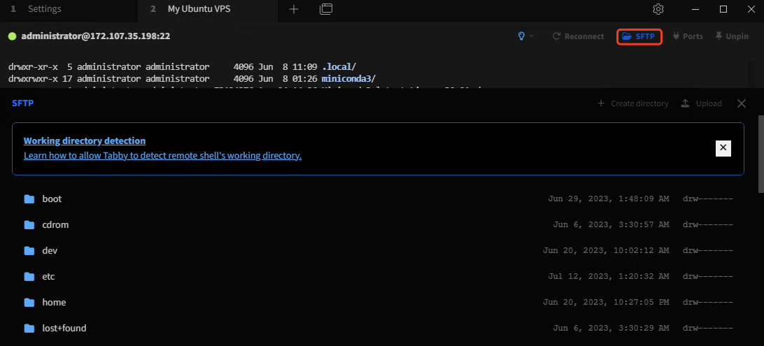 Tabby sftp 文件查看器