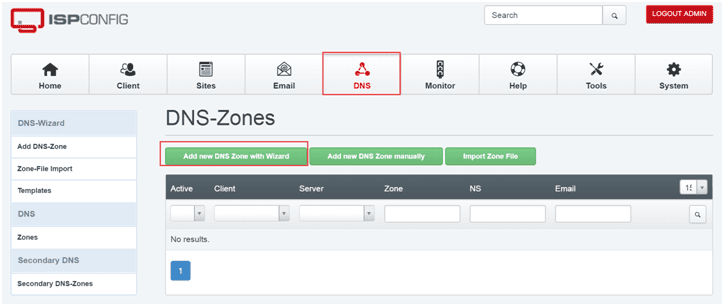create a new DNS zone
