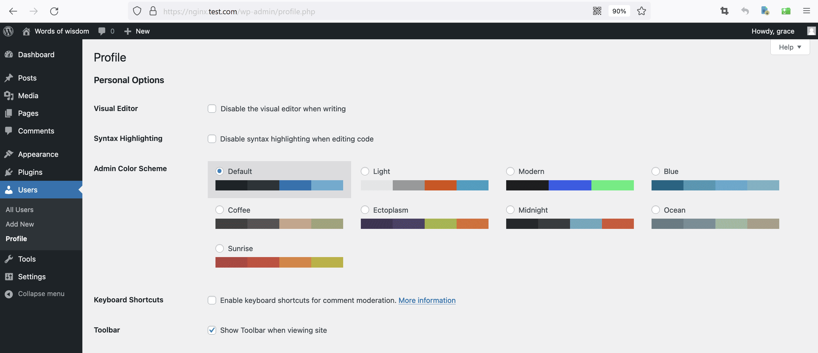 wordpress setup