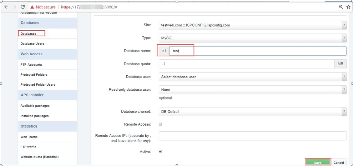 create a mysql database