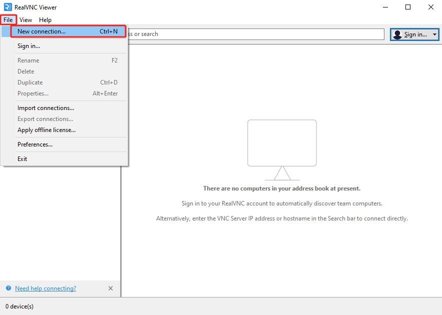 Create new connection