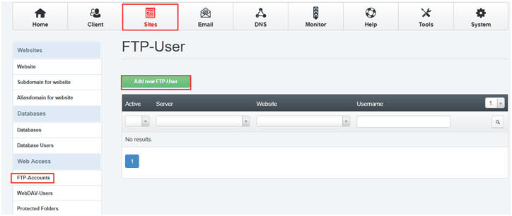 create FTP account