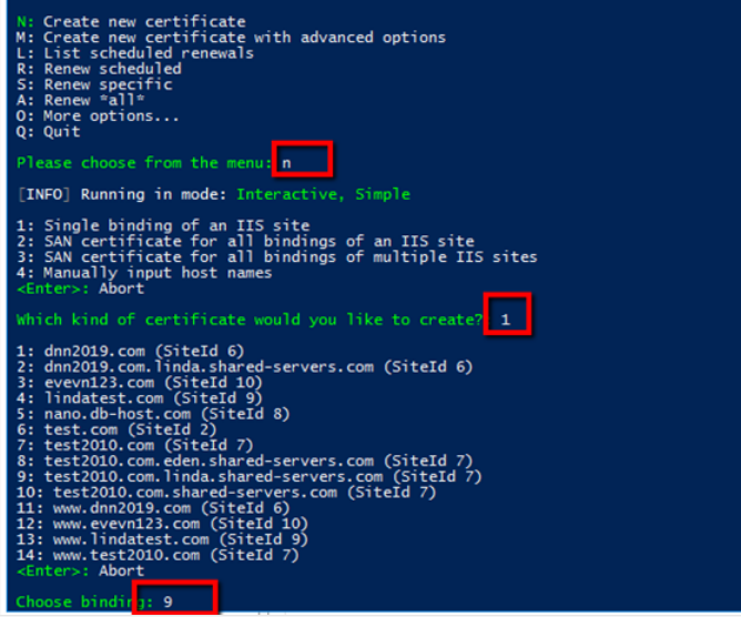 Create new certificates