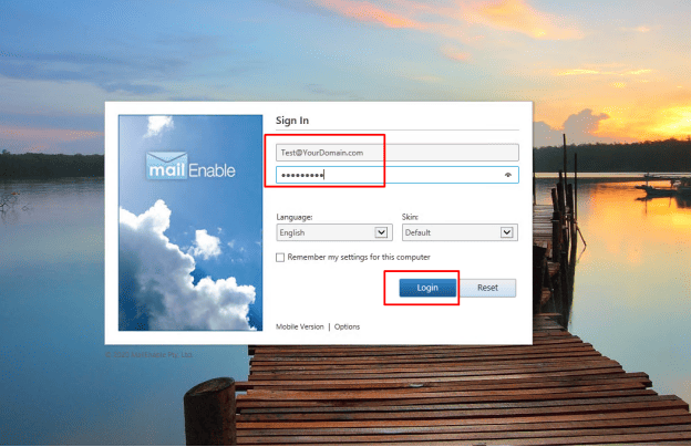 login to your email account