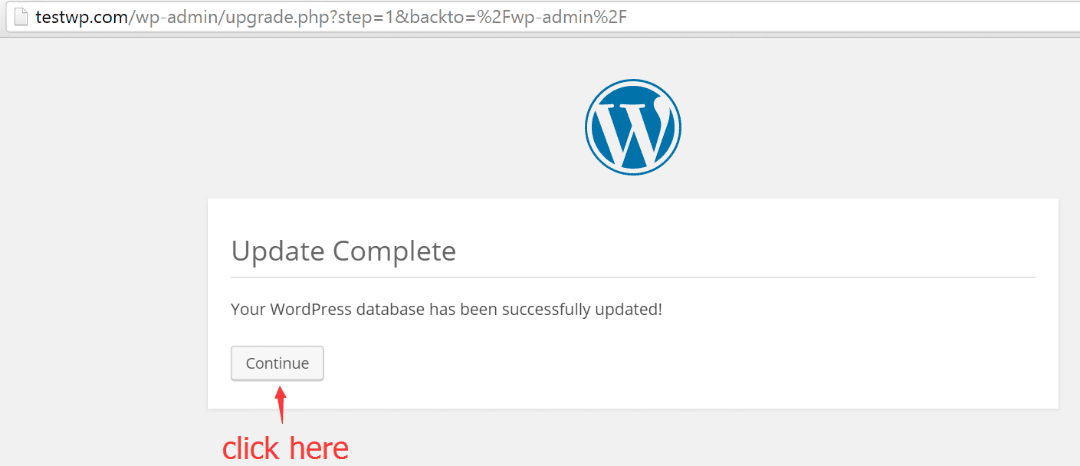 Open your WordPress site and upgrade.