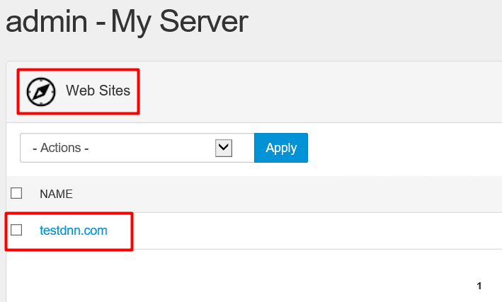 Add the domain name and create website