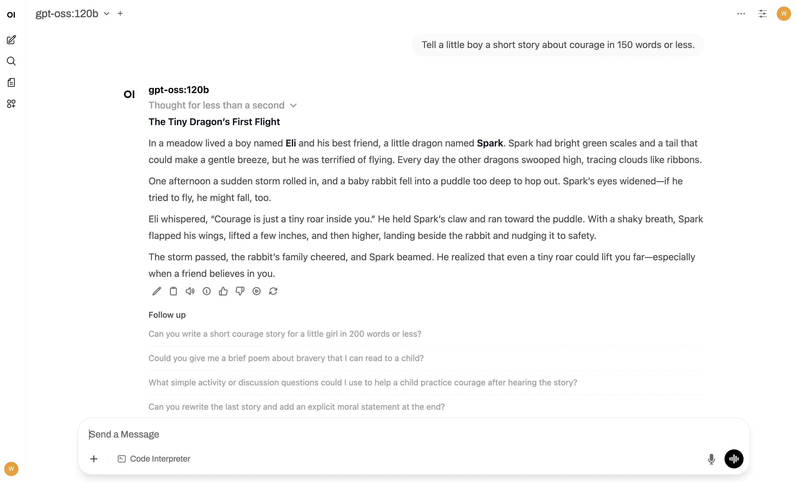 AI Chatbot - chat sample