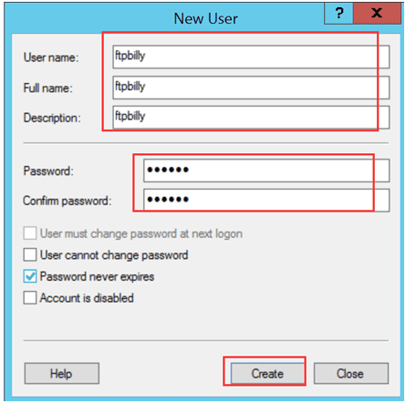 create FTP account