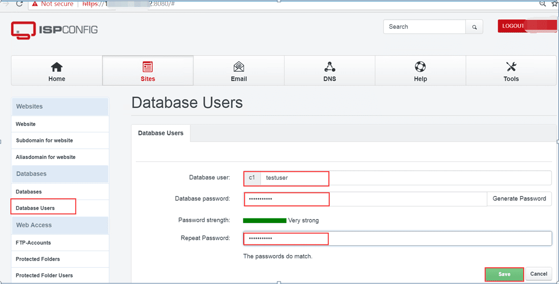 create a mysql database user