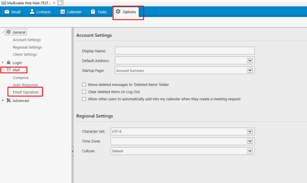 Navigate to Mail Settings