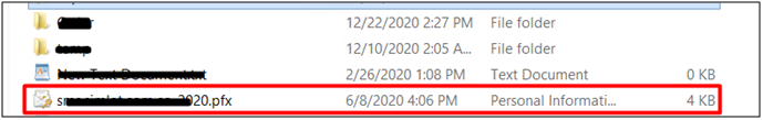 Your certificate file is exported