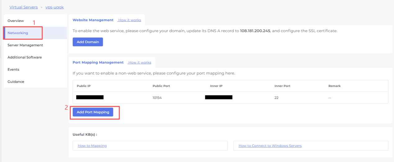 configure the port mapping