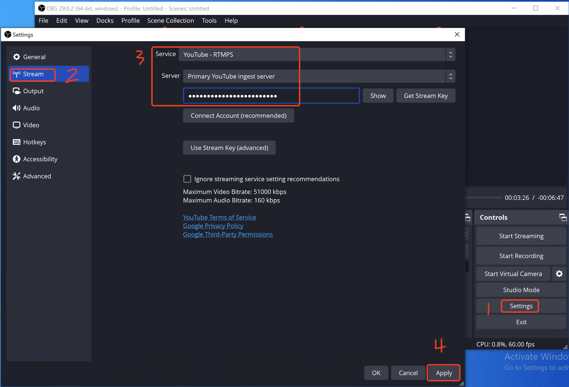绑定Youtube流媒体服务